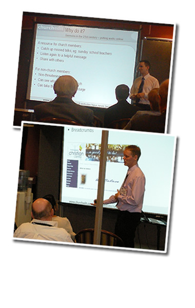 Church Edit representatives giving talks to audiences on church websites